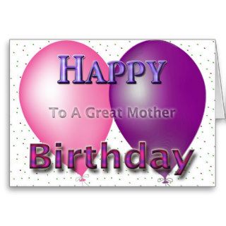 Happy Birthday Mom Pink and Purple Balloons Card