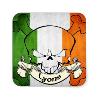 Lyons Irish Skull Square Stickers