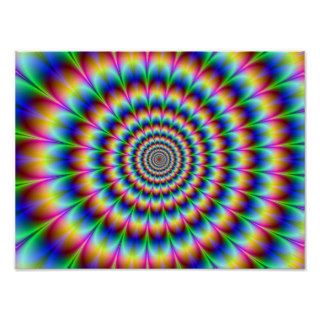 Holographic Optical Illusion Spiral Rainbow Posters