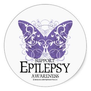 Epilepsy Butterfly Round Stickers