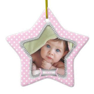 Polka Dot Baby's First Christmas Star Ornament