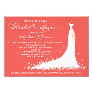 Wedding Gown Bridal Party Invitation (coral)