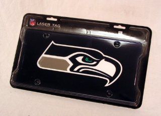Seattle Seahawks Deluxe Mirrored Laser Cut License Plate  Automotive License Plate Covers  Sports & Outdoors