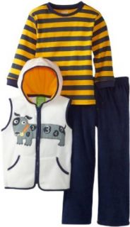 Watch Me Grow by Sesame Street Boys 2 7 3 Piece Stripped Dog Vest with Pullover and Pant, Yellow, 2T Pants Clothing Sets Clothing