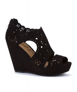 Black Cut Out Cage Wedges