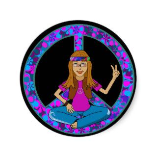 Hippie Chick Round Sticker