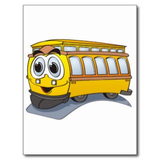 Yellow Trolley Cartoon Postcards