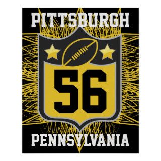 Team USA Sports Black and Gold Pittsburgh Football Poster