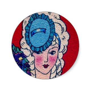 Vintage Woman with Curls in Frilly Hat Sticker