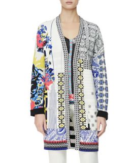 Womens Multimedia Patch Print Duster Jacket   Etro   White (42/8)