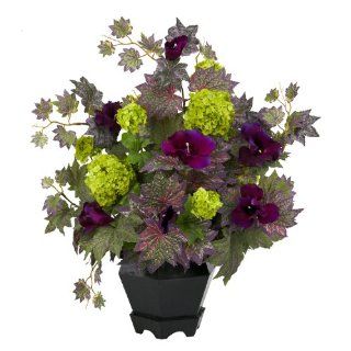 Nearly Natural 1259 Morning Glory and Hydrangea Flower Arrangement, Purple   Artificial Mixed Flower Arrangements