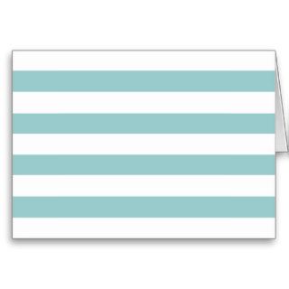 Aqua Blue and White Stripes Pattern Greeting Cards