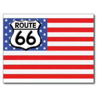 Route 66 American Flag Patriotic Post Card