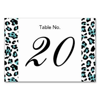 Teal Black Leopard Animal Print Pattern Table Card