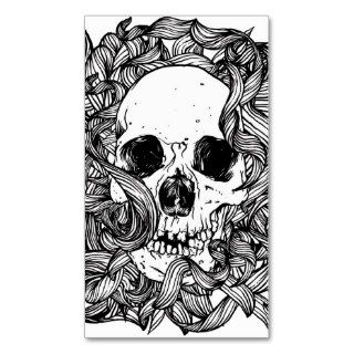 Black & white sketch Skull & floral Swirls Business Card
