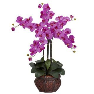 Nearly Natural 1211 OR Phalaenopsis with Decorative Vase Silk Flower Arrangement, Orchid   Artificial Mixed Flower Arrangements