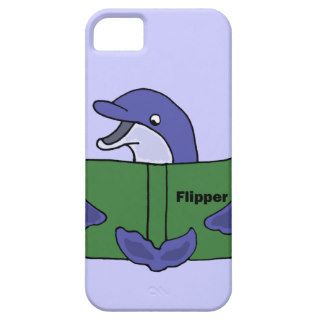 Funny Dolphin Reading Book Cartoon iPhone 5 Cases
