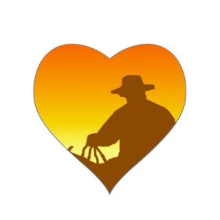 Sunset Cowboy Heart Stickers