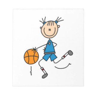 Blue Girl Basketball Player T shirts and Gifts Memo Pads