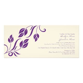 Purple and White Floral Leaves Wedding Invitation