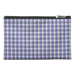 Gingham check pattern. Blue, Gray, White. Travel Accessory Bags