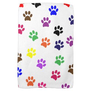 Paw print cat pet colorful fun pawprints, tracks hand towel