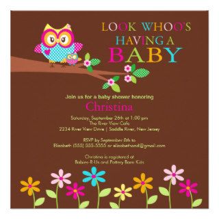 Cute Owl Baby Shower Invitations