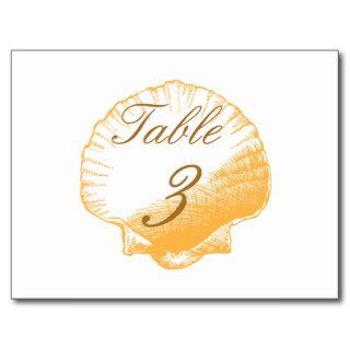 Gold Shells Beach Wedding Table Number Cards Postcard