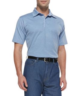 Mens Short Sleeve Pique Polo, Blue   Ermenegildo Zegna   Blue (XL)
