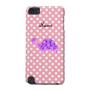 Personalized name purple turtle pink polka dots iPod touch (5th generation) covers