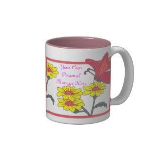 Butterflies & Flowers Pink & White two Tone Mug