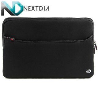 Black Neoprene Laptop Case / Sleeve for HP ENVY 15z j000 Notebook PC Fits 15"   15.6" Laptops. Front Zippered Pouch for Storage needs <br></br>Complimentary NextDia ™ Velcro Cable Strap Included which serves as an organizer for 