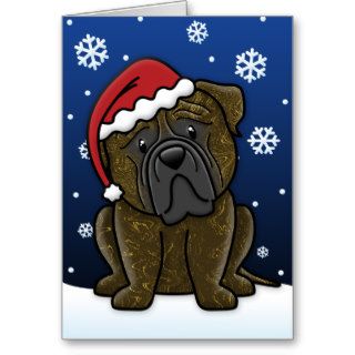 Kawaii Brindle Bullmastiff Christmas Card
