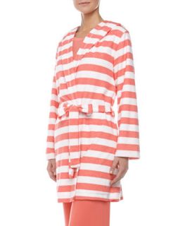 Womens Rugby Stripe Terry Robe, Coral   Splendid Intimates   Sugr coral rugby