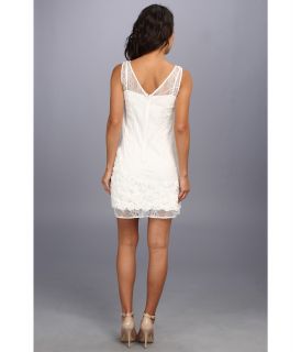 Jessica Simpson Sleeveless Dress w/ Soutache Flower Detail White