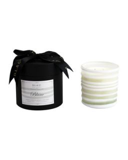 Blanc Botanic Candle in Thick Striped Artisan Vessel   D.L. & Company   Tan