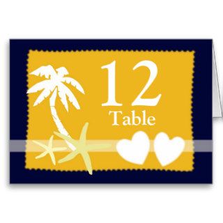 Tropical Beach Romance. Table number design Greeting Card