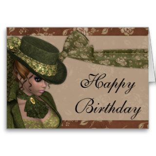 Vintage Pretty Woman Happy Birthday Card 3
