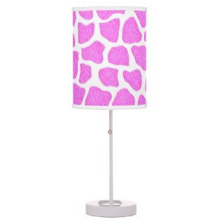 Giraffe Print Pattern Girly Chic Pink Table Lamp