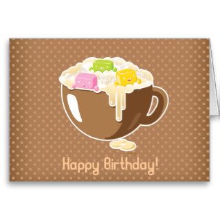 Kawaii Marshmallows Happy Birthday Card