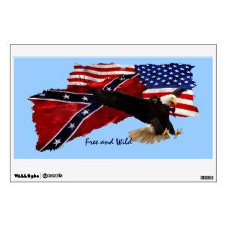 Confederate Flag, US Flag, Bald Eagle,Patriotic Wall Stickers