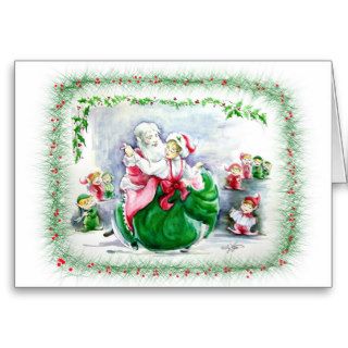 Waltzing Santa & Mrs. Claus Blank Greeting Card