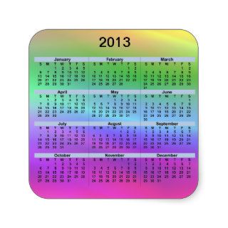 2013 Calendar Rainbow Sticker
