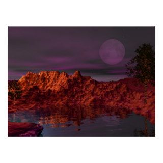 Desert Canyon Island Sunset Poster