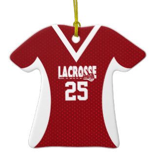 Lacrosse Jersey Customizable Red Ornaments