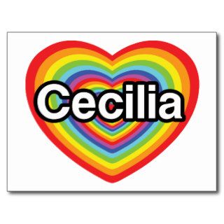 I love Cecilia rainbow heart Postcards