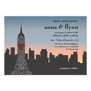New York City Sunset Skyline Wedding Invitation