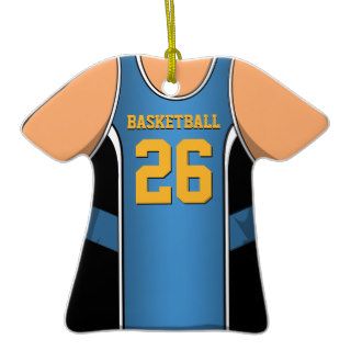 Personalized Blue/Gold Basketball Jersey 26 V1 Christmas Tree Ornament
