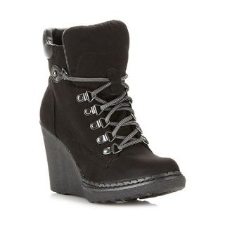 Call It Spring Black Con high wedge boot