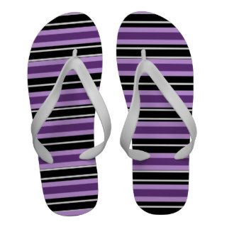 Florilla's Black And Purple Striped Flip Flops